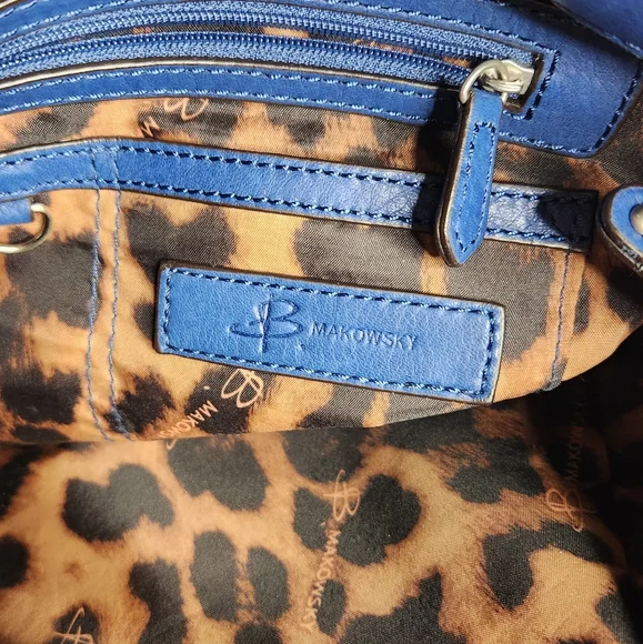 B. Makowsky Blue Soft Genuine Leather Shoulder Bag - Picture 16 of 17